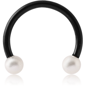 BLACK PVD COATED SURGICAL STEEL MICRO CIRCULAR BARBELL WITH SYNTHETIC PEARLS