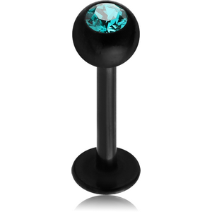 BLACK PVD COATED SURGICAL STEEL JEWELLED MICRO LABRET