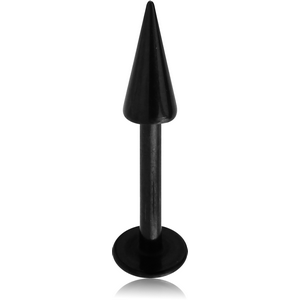 BLACK PVD COATED SURGICAL STEEL MICRO LABRET WITH LONG CONE