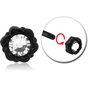 BLACK PVD COATED SURGICAL STEEL MICRO THREADED JEWELLED ATTACHMENT