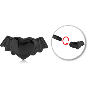 BLACK PVD COATED SURGICAL STEEL MICRO THREADED WINGED HEART ATTACHMENT