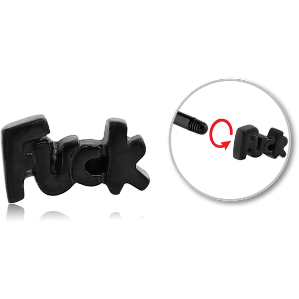 BLACK PVD COATED SURGICAL STEEL MICRO ATTACHMENT FOR 1.2 MM THREADED PIN - FUCK