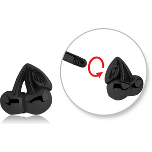 BLACK PVD COATED SURGICAL STEEL MICRO THREADED CHERRIES ATTACHMENT
