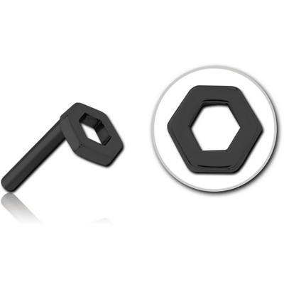 BLACK PVD COATED SURGICAL STEEL THREADLESS ATTACHMENT - HEXAGON