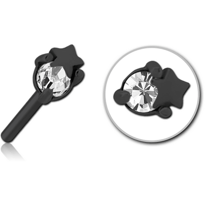 BLACK PVD COATED SURGICAL STEEL JEWELLED THREADLESS ATTACHMENT - STAR AND GEM