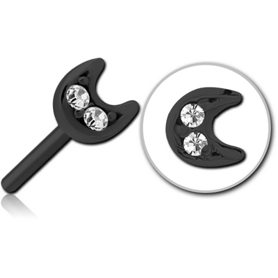 BLACK PVD COATED SURGICAL STEEL JEWELLED THREADLESS ATTACHMENT - CRESCENT PRONGS