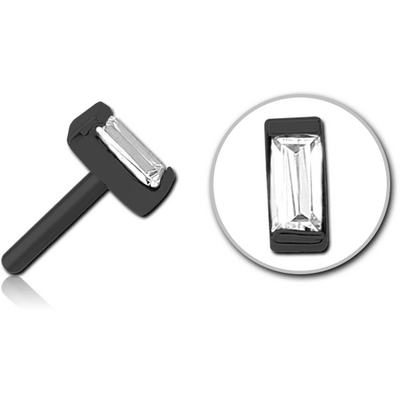 BLACK PVD COATED SURGICAL STEEL JEWELLED THREADLESS ATTACHMENT - SQUARE
