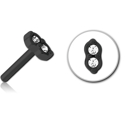 BLACK PVD COATED SURGICAL STEEL JEWELLED THREADLESS ATTACHMENT - TWO GEMS EYES