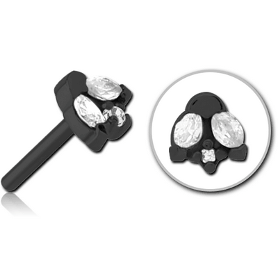 BLACK PVD COATED SURGICAL STEEL JEWELLED THREADLESS ATTACHMENT