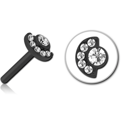 BLACK PVD COATED SURGICAL STEEL JEWELLED THREADLESS ATTACHMENT - MOON AND STARS