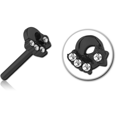 BLACK PVD COATED SURGICAL STEEL JEWELLED THREADLESS ATTACHMENT - PLAIN MOON AND STARS