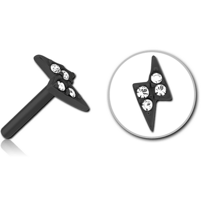 BLACK PVD COATED SURGICAL STEEL JEWELLED THREADLESS ATTACHMENT - THUNDER