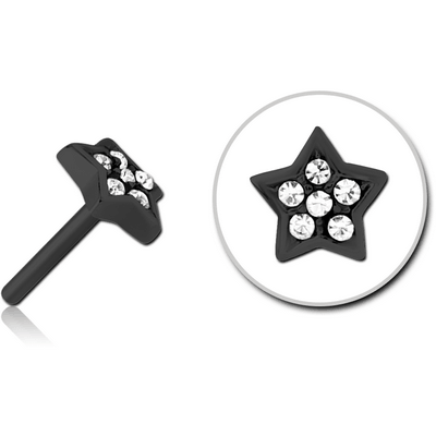 BLACK PVD COATED SURGICAL STEEL JEWELLED THREADLESS ATTACHMENT - STAR