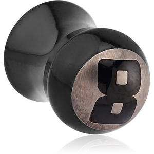 BLACK PVD COATED SURGICAL STEEL DOUBLE FLARED 8 BALL PLUG