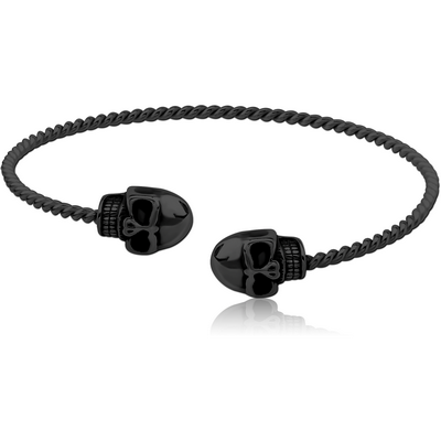 BLACK PVD COATED SURGICAL STEEL BANGLE - SKULL