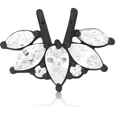 BLACK PVD COATED SURGICAL STEEL SLIDING JEWELLED CHARM FOR HINGED SEGMENT RING