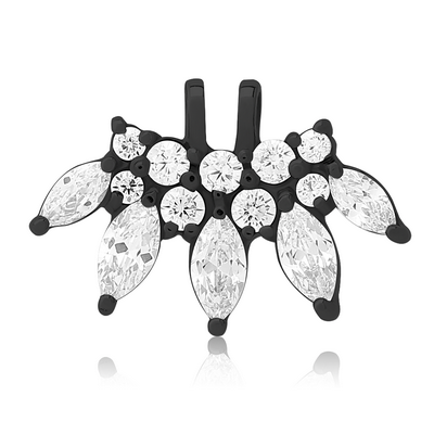 BLACK PVD COATED SURGICAL STEEL SLIDING JEWELLED CHARM FOR HINGED SEGMENT RING