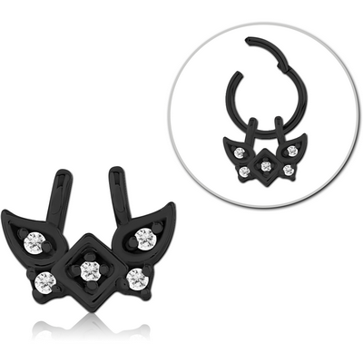 BLACK PVD COATED SURGICAL STEEL SLIDING JEWELLED CHARM FOR HINGED SEGMENT RING