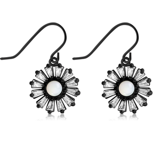 BLACK PVD COATED SURGICAL STEEL JEWELLED EARRINGS
