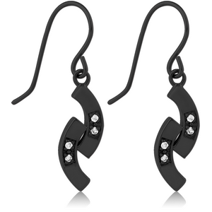 BLACK PVD COATED SURGICAL STEEL JEWELLED EARRINGS