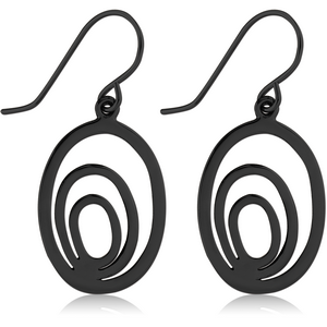 BLACK PVD COATED SURGICAL STEEL EARRINGS PAIR
