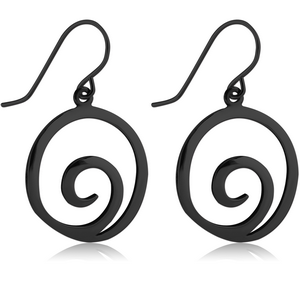 BLACK PVD COATED SURGICAL STEEL EARRINGS PAIR