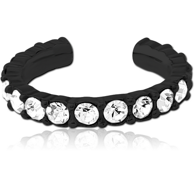 BLACK PVD COATED SURGICAL STEEL JEWELLED EAR CUFF