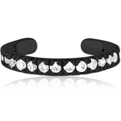 BLACK PVD COATED SURGICAL STEEL JEWELLED EAR CUFF