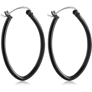 BLACK PVD COATED SURGICAL STEEL WIRE HOOP EARRINGS