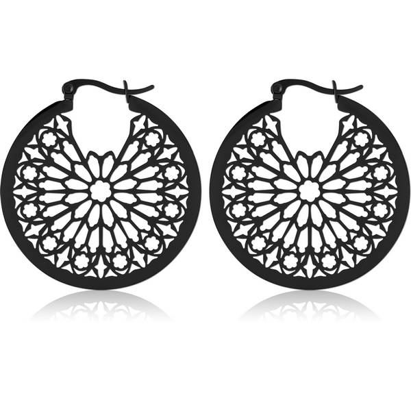 BLACK PVD COATED SURGICAL STEEL HOOP EARRINGS
