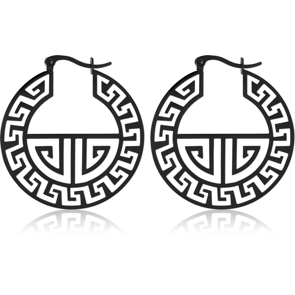 BLACK PVD COATED SURGICAL STEEL HOOP EARRINGS