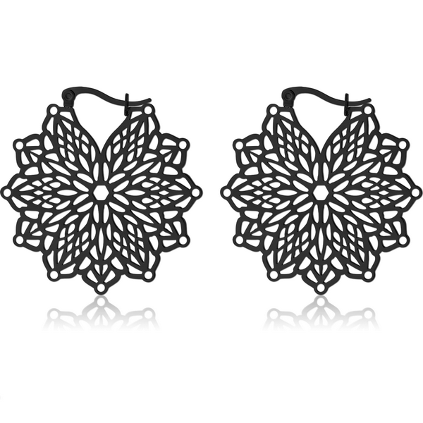 BLACK PVD COATED SURGICAL STEEL HOOP EARRINGS
