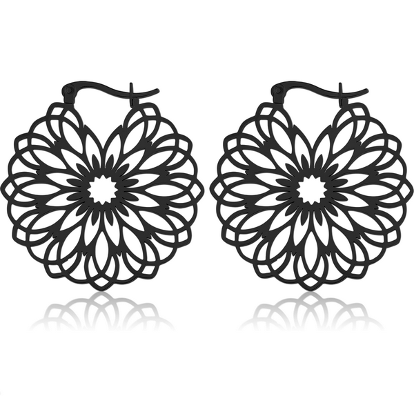 BLACK PVD COATED SURGICAL STEEL HOOP EARRINGS
