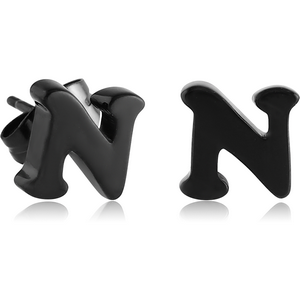 BLACK PVD COATED SURGICAL STEEL EAR STUDS PAIR - N