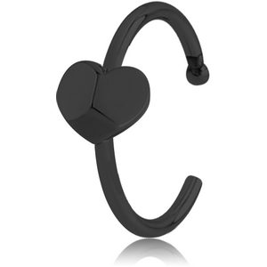 BLACK PVD COATED SURGICAL STEEL OPEN NOSE RING - HEART