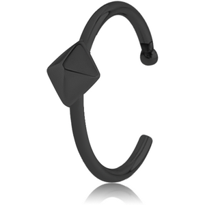 BLACK PVD COATED SURGICAL STEEL OPEN NOSE RING - PYRAMID