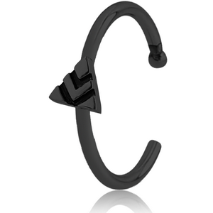 BLACK PVD COATED SURGICAL STEEL OPEN NOSE RING - TRIANGLE