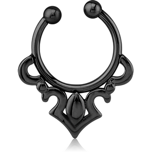 BLACK PVD COATED SURGICAL STEEL FAKE SEPTUM RING - FILIGREE