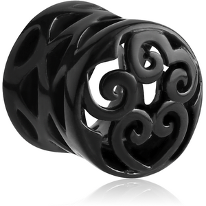 BLACK PVD COATED SURGICAL STEEL DOUBLE FLARED HOLLOW PLUG
