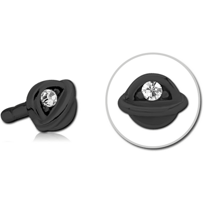 BLACK PVD COATED SURGICAL STEEL JEWELLED PUSH FIT ATTACHMENT FOR BIOFLEX INTERNAL LABRET - HALF OPEN EYE