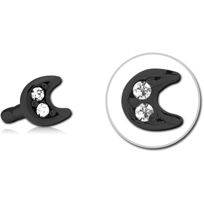 BLACK PVD COATED SURGICAL STEEL JEWELLED PUSH FIT ATTACHMENT FOR BIOFLEX INTERNAL LABRET - CRESCENT PRONGS