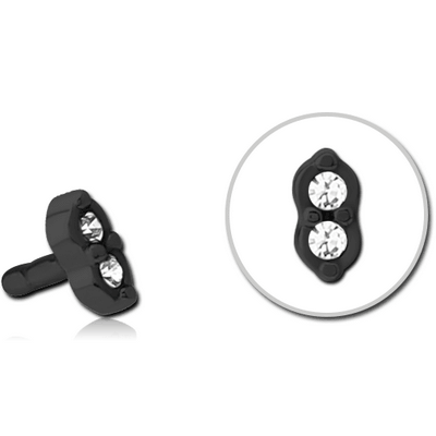 BLACK PVD COATED SURGICAL STEEL JEWELLED PUSH FIT ATTACHMENT FOR BIOFLEX INTERNAL LABRET - TWO GEMS EYES