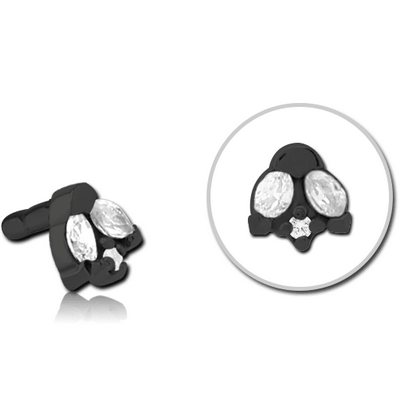 BLACK PVD COATED SURGICAL STEEL JEWELLED PUSH FIT ATTACHMENT FOR BIOFLEX INTERNAL LABRET