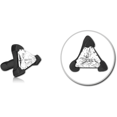 BLACK PVD COATED SURGICAL STEEL JEWELLED PUSH FIT ATTACHMENT FOR BIOFLEX INTERNAL LABRET - TRIANGEL