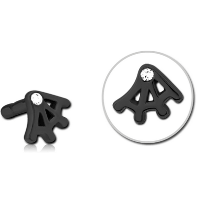 BLACK PVD COATED SURGICAL STEEL JEWELLED PUSH FIT ATTACHMENT FOR BIOFLEX INTERNAL LABRET - WEB