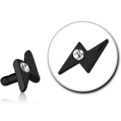 BLACK PVD COATED SURGICAL STEEL JEWELLED PUSH FIT ATTACHMENT FOR BIOFLEX INTERNAL LABRET - THUNDER