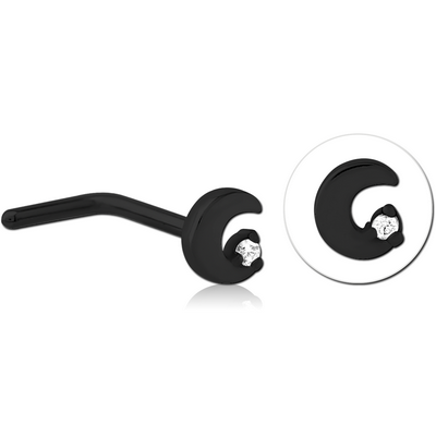 BLACK PVD COATED SURGICAL STEEL 90 DEGREE JEWELLED NOSE STUD