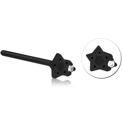 BLACK PVD COATED SURGICAL STEEL STRAIGHT JEWELLED NOSE STUD