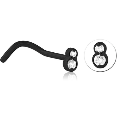 BLACK PVD COATED SURGICAL STEEL JEWELLED NOSE STUDS