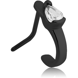 BLACK PVD COATED SURGICAL STEEL 90 DEGREE JEWELLED WRAP AROUND NOSE STUD